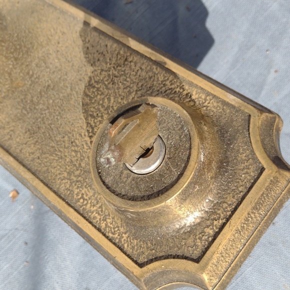 Vintage Gold Solid Steel Door Knob and Plate - Picture 2 of 4